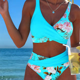Jolina | Floral Contrast Split Bikini