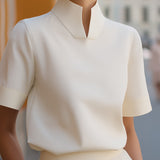 Stand Collar Minimalist Structured Blouse