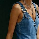 Vera™ | Long Button-Up Denim Dress