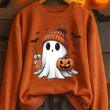 Astrid | Halloween-Inspired Print Round Neck Long Sleeve Loose Sweatshirt