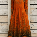 Gemma | Halloween-Inspired Summer Dress Round Neck Half Sleeve A-Line Dress