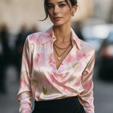 Elegant Satin Floral Blouse
