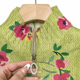 Margot | Pink Floral Lime Zip Cardigan