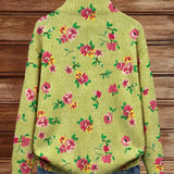 Margot | Pink Floral Lime Zip Cardigan