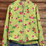 Constance™ | Pink Floral Lime Zip Cardigan