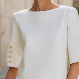 Button Detail Split Sleeve Elegant Top