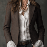 Classic Brown Tweed Tailored Blazer