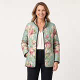 Yasmin - Retro Floral Patterned Quilted Jacket