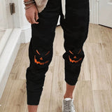 Eileen | Halloween-Inspired Pumpkin Print with Pockets Pants