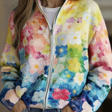 Augusta™ | Watercolor Floral Ombre Zip Cardigan