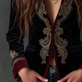 Classic Baroque Velvet Blazer with Embroidery