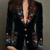 Embroidered Floral Velvet Blazer