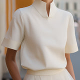 Stand Collar Minimalist Structured Blouse