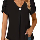 Basha | Ruffle Short Sleeve Blouse With Single Button