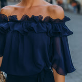 Off-Shoulder Ruffled Chiffon Top