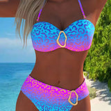 Sofia | Halter Neck Leopard Print Gradient Swimsuit