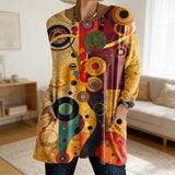 Ronda | Oversized Cotton Tunic Top Long Sleeve Round Neck Casual