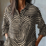 Rita | Abstract Striped Print Shirt