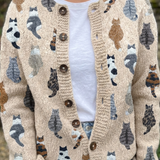 Audrey - Cozy Cat Print Cardigan