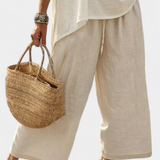 Drevon | Comfortable Minimalist Raw Blouse & Wide-Leg Pants