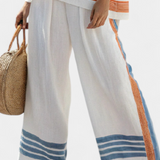 Marcellin | Sophisticated Blue-Orange Striped Top & Pants