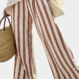 Braelith | Elegant Rustic Striped Top & Cream Linen Pants