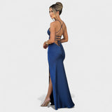 Kristen - Midnight Blue Satin Dress