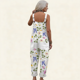 Jumpsuit - Delicate Floral Swan Motif