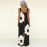 Jumpsuit - Elegant jumpsuit with contrasting floral pattern