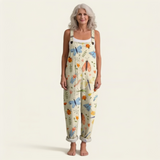 Jumpsuit - Softly Radiant Nature Print with Butterflies