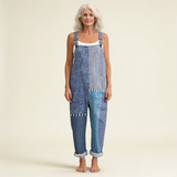 Dress - Graphic Blue Patchwork Dress in Blue with Dots