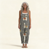 Jumpsuit - Gray jumpsuit with playful boho pattern in gray
