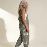 Jumpsuit - Gray jumpsuit with playful boho pattern in gray