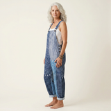 Dress - Graphic Blue Patchwork Dress in Blue with Dots
