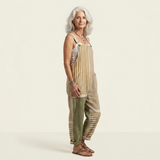 Jumpsuit - Natural, clear, bright stripes with khaki stripes