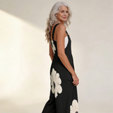 Jumpsuit - Elegant jumpsuit with contrasting floral pattern