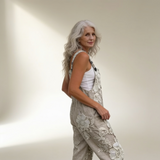 Jumpsuit - Refined, Bright Embroidered Flowers