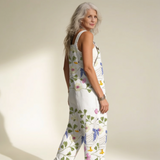 Jumpsuit - Delicate Floral Swan Motif