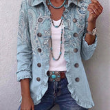 Estrella™ | Vintage Paisley Print Ruffled Jacket