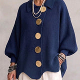 Isadora™ | Oversized Collared Cardigan With Large Metal Buttons