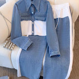 Holbrook™ | Color-Block Cropped Jacket & Wide-Leg Pants Set