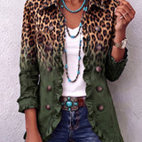Elspeth™ | Leopard Ombre Ruffle Blazer Jacket