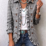 Charlene™ | Gingham Ruffled Button-Down Jacket