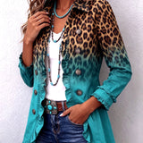 Elspeth™ | Leopard Ombre Ruffle Blazer Jacket