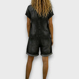 Joan™ | Short Cotton Denim Effect Overalls