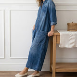 Diana™ | Vintage Denim Button-Up Jumpsuit