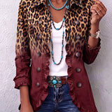 Elspeth™ | Leopard Ombre Ruffle Blazer Jacket