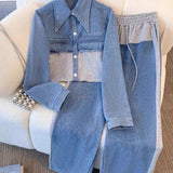 Holbrook™ | Color-Block Cropped Jacket & Wide-Leg Pants Set
