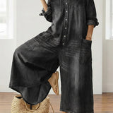 Diana™ | Vintage Denim Button-Up Jumpsuit