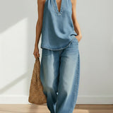 Ivy™ | Vintage Denim Two-Piece Set